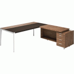 BUREAU X9 DROIT RETOUR À GAUCHE 232X234X75 NOYER AMÉRICAIN - QUADRIFOGLIO