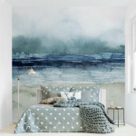 PAPIER PEINT INTISSÉ - SEA MIST I - MURAL CARRÉ DIMENSION HXL: 192CM X 192CM