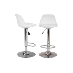 SIFREE - TABOURETS DE BAR, LOT DE 2, CHAISES DE BAR EN PU, PIEDS CHROMÉS, HAUTEUR RÉGLABLE, SIÈGES DE CUISINE PIVOTANTS À 360°, AVEC DOSSIER ET