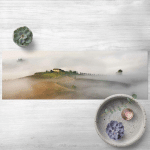 TAPIS EN VINYLE - MORNING FOG IN THE TUSCANY - PANORAMA PAYSAGE DIMENSION HXL: 30CM X 90CM