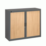 ARMOIRE À RIDEAUX DÉMONTABLES BRUNEAU 100 X 120 CM CORPS ANTHRACITE / PORTES HÊTRE