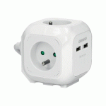 BLOC DE 4 PRISES 2P+T AVEC 2 PORTS USB - CÂBLE 1,4 M - KUBIQ SYNERCIA