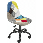 CHAISE DE BUREAU PATCHWORK RÉGLABLE EN HAUTEUR AVEC 5 ROULETTES - LONGUEUR 55,5 LARGEUR 44 HAUTEUR 79CM - NOIR