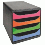 MODULE DE CLASSEMENT EXACOMPTA BIG BOX COFFRE NOIR 4 TIROIRS MULTICOLORES