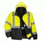 PORTWEST S365 BLOUSON HAUTE VISIBILITÉ PREMIUM 3 EN 1 JAUNE/NOIR - TAILLE XXL