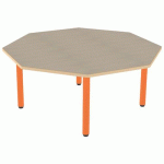 TABLE CARÉLIE OCTO Ø120 T2 STR POLY. ÉRABLE G. BEIGE/PAPAYE - MOBIDECOR