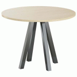 TABLE RÉUNION EVAN Ø 100 CM PIED NOIR PLATEAU CHÊNE CLAIR - MBA