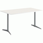 TABLE TAMARIS 140 X 80 PL.BLANC/BLANC PIET.ARGENT/BLANC