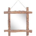 MIROIR À BÛCHES NATUREL 70X70 CM BOIS DE RÉCUPÉRATION MASSIF