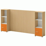 ENSEMBLE MEUBLE TV ET RANGEMENT IVO N°3 CHÊNE/PORTE ORANGE - QUADRIFOGLIO