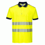 LOT DE 2 - PORTWEST T180 POLO HV PW3 JAUNE/MARINE - TAILLE L