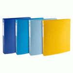 LOT DE 4 - CLASSEUR 4 ANNEAUX PLASTIFIÉ BEE BLUE EXACOMPTA - DOS 4 CM COULEURS ASSORTIES