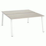 PÔLE 2 BUREAUX ECLA CHÊNE GRIS L 160 X P 80 CM PIÈTEMENT MÉTAL FINITION BLANC