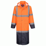 PORTWEST H446 IMPERMÉABLE HV CONTRASTÉE 122 CM ORANGE/MARINE - TAILLE 6XL