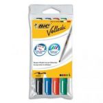BIC POCHETTE DE 4 FEUTRES EFFAÇABLES À SEC POINTE OGIVE ENCRE CÉTONE 4 COULEURS VELLEDA 1741