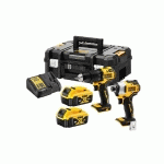PACK DE 2 OUTILS 18V (DCD709/DCF809) + 2 BATTERIES 4AH + CHARGEUR EN COFFRET DT70708 T-STAK DEWALT DCK2062M2T