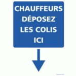 PANNEAU "DÉPOSEZ LES COLIS ICI" ADHÉSIF MUR 210 X 300 MM