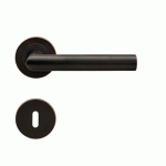 POIGNÉES DE PORTE SUR ROSACES RONDES SÉRIE ER 28 RHODOS - NOIR BRONZE - CLÉ L KARCHER DESIGN