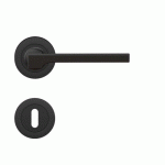 POIGNÉES DE PORTE SUR ROSACES RONDES - SÉRIE ER 57 - SOHO - NOIR MAT - CLÉ L KARCHER DESIGN