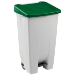 ROSSIGNOL POUBELLE MOBILE A PEDALE - 120 L - MOBILY - BLANC / VERT