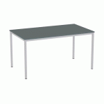 TABLE À MANGER VERSYS AVEC BASE ARGENTÉE RAL 9006 140 X 80 X 743 CM GRIS FONCÉ