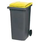 CONTENEUR 2 ROUES SULO  PRISE FRONTALE 240 L GRIS/ JAUNE
