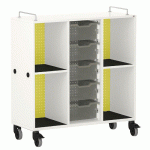 MEUBLE BAS SHIFT+ LANDSCAPE MÉLA POUR CARTABLES 4 CASES - BLANC - VERT CLAIR - MANUTAN COLLECTIVITÉS