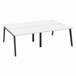 PÔLE DE 4 BUREAUX EDEN ARCHE L 240 CM AVEC GOULOTTE INTÉGRÉE PLATEAU BLANC PIED ANTHRACITE