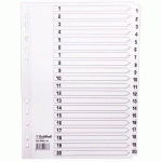 SET 20 INTERCALAIRES À TOUCHES PLASTIFIÉES 1 À 20 A4 BLANC - EXACOMPTA