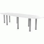 TAB. CONF. ELGA PIED TUBE 360X113 CM PLT MÉLAMINÉ BLANC/ALU - MBA