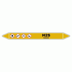 LOT DE 5 - MARQUEUR DE TUYAUTERIE - H2S - NFX 08-105 - VINYLE LAMINÉ 450 X 52 MM