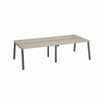 PÔLE DE 4 BUREAUX ECLA CHÊNE GRIS L 140 X P 60 CM PIÈTEMENT MÉTAL FINITION ANTHRACITE