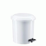 POUBELLE BLANCHE EN PLASTIQUE À PÉDALE 6 L RONDE