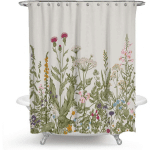 WILDFLOWER BOTANICAL RIDEAU DE DOUCHE POUR DÉCORATION DE SALLE DE BAIN 182,9 X 182,9 CM FLORAL FLOWER PLANT HERBES SAUGE FEUILLES VERTES ENSEMBLE DE