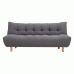 CANAPÉ CONVERTIBLE SCANDINAVE 3 PLACES EN TISSU GRIS FONCÉ ET BOIS CLAIR YUMI - GRIS FONCÉ