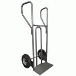 DIABLE ACIER TABLIER INCURVÉ POIGNÉE FERMÉE 250 KG ROUES CAOUTCHOUC NOIR