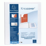 LOT DE 5 - CLASSEUR 2 ANNEAUX CARTONNÉ EXACOMPTA KREACOVER® PERSONNALISABLE A4 MAXI - DOS 2.5 CM BLANC