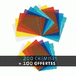 PACK 200 CHEMISES COIN PLASTIQUE BRUNEAU A4 PVC 15/100E COULEURS ASSORTIES + 100 OFFERTES