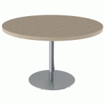TABLE MENORCA Ø120 T6 - ÉP. 40 MM STRAT ABS CHÊNE B./CHROMÉ - MOBIDECOR