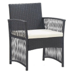 CHAISE DE JARDIN TISSU BLANC ET RÉSINE NOIRE RAGEN - LOT DE 2