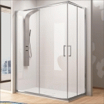 PAROI DE DOUCHE ACCÈS EN ANGLE 2 VERRES FIXES + 2 PORTES COULISSANTES BELLA 90 X 70 CM