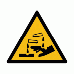 PANNEAU DANGER- SUBSTANCE CORROSIVE - W016 - NORME ISO 7010 PVC 2 MM 315 MM