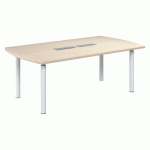 TABLE TONNEAU BELEM L 200 X P 115 CM - 8 PERSONNES PEUPLIER PIÈTEMENT BLANC