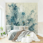 PAPIER PEINT INTISSÉ - BLUE SPRING MEADOW I - MURAL CARRÉ DIMENSION HXL: 288CM X 288CM