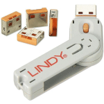 LINDY - CLÉ USB & 4 VERROUS USB, ORANGE 40453