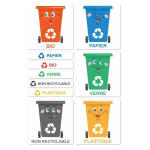 SIGNALETIQUE.BIZ FRANCE - TIQUETTES AUTOCOLLANTES TRI SÉLECTIF POUR POUBELLES (I0890) - 100 X 100 MM