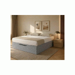 LIT COFFRE MAXIMO  GRIS CLAIR 140X190 CM