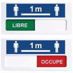 PLAQUE DE PORTE LIBRE-OCCUPÉ AVEC LOGOS DISTANCE DE SÉCURITÉ