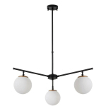 SUSPENSION BRAS FINS 3 LAMPES SPHÉRIQUES BULLA MÉTAL NOIR ET VERRE BLANC - NOIR