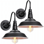 WOTTES - 2PCS APPLIQUE MURALE INDUSTRIELLE RÉTRO E27 MÉTAL CHAMBRE SALON EXTÉRIEUR CRÉATIF FER FORGÉ COUVERCLE DE MARMITE LAMPE MURALE NOIR - NOIR